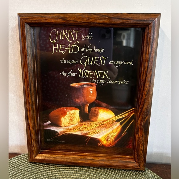 Abbey Press Shadow Box Picture Christ is the Head of this House Wood Frame Read* - Picture 2 of 9